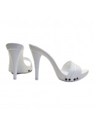 SABOTS À TALON 12 EN CUIR BLANC