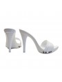 SABOTS À TALON 12 EN CUIR BLANC