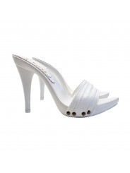 SABOTS À TALON 12 EN CUIR BLANC