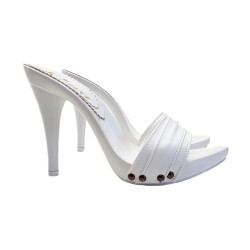 SABOTS À TALON 12 EN CUIR BLANC