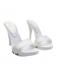 SABOTS À TALON 12 EN CUIR BLANC