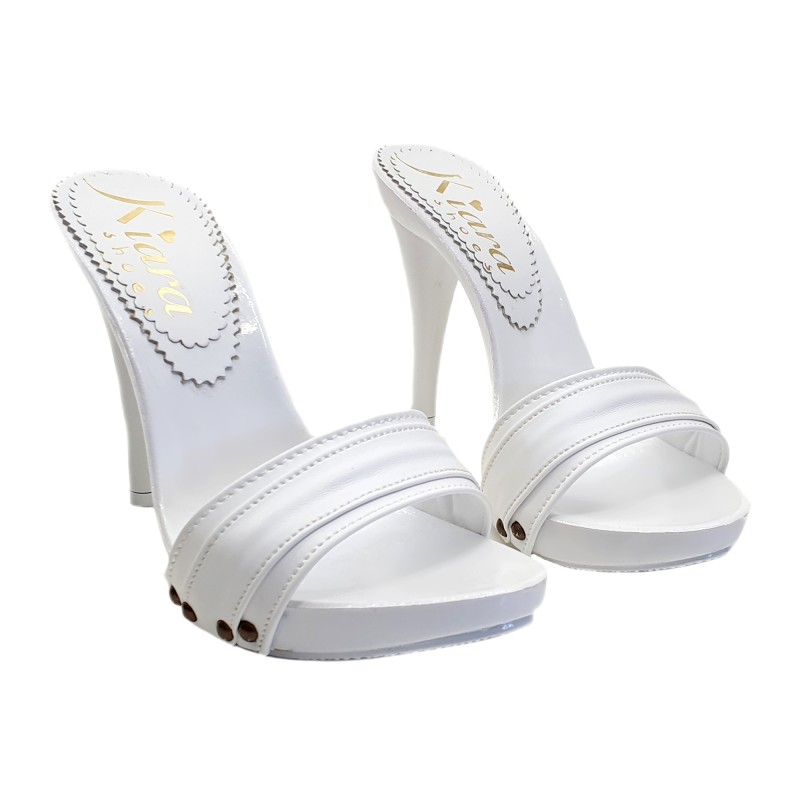 SABOTS À TALON 12 EN CUIR BLANC