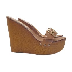 WOMEN'S WEDGE LEATHER CLOGS HEEL 13