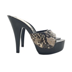 SABOTS À BANDE EN TALON EN CUIR PYTHONÉ 13