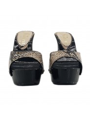 SCHWARZE CLOGS AUS LEDER PYTHON EFFEKT ABSATZ 13