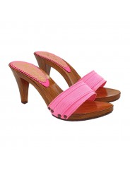 HOLZSCHUHE PINKFARBEN FLUO ABSATZ 9