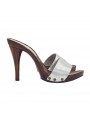 SABOT EN CUIR ARGENT TALON 12