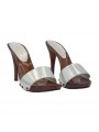 SABOT EN CUIR ARGENT TALON 12