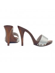 SABOT EN CUIR ARGENT TALON 12