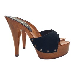 SABOTS EN DAIM NOIR TALON 13 CM