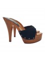 SABOTS EN DAIM NOIR TALON 13 CM