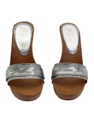 SILVER CAMOUFLAGE CLOGS HEEL 11
