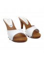 WHITE HEEL CLOGS IN LEATHER