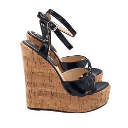 COIN DE LIÈGE AVEC BANDE EN CUIR VERNI NOIR