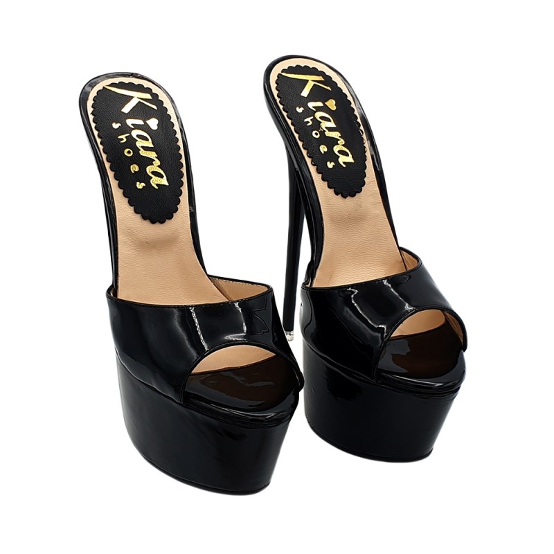SCHWARZE LACKSCHUHE ABSATZ 17 CM GR. BIS ZU 44