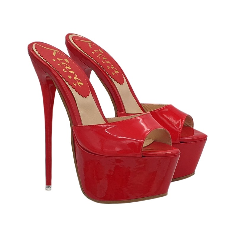 ROT LACKSCHUHE ABSATZ 17 CM GR. BIS ZU 44