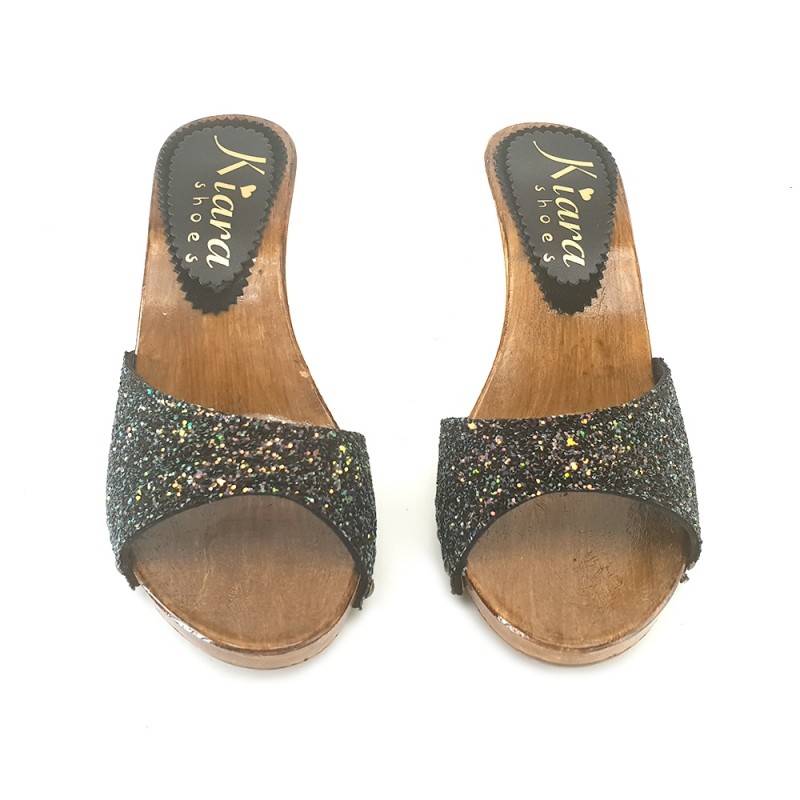 BLACK CLOGS WITH PASTE HEEL 9 BLACK CLOGS WITH PASTE HEEL 9