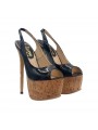 SCHWARZE LACKSCHUHE IN KORK ABSATZ 17 CM GR. BIS ZU 44