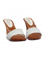 HEEL CLOGS IN WHITE LEATHER