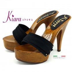 SCHWARZE HOLZSCHUHE ABSATZ 13 CM