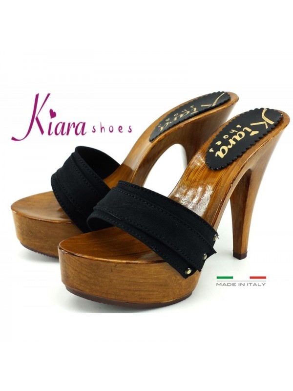 SCHWARZE HOLZSCHUHE ABSATZ 13 CM SCHWARZE HOLZSCHUHE ABSATZ 13 CM