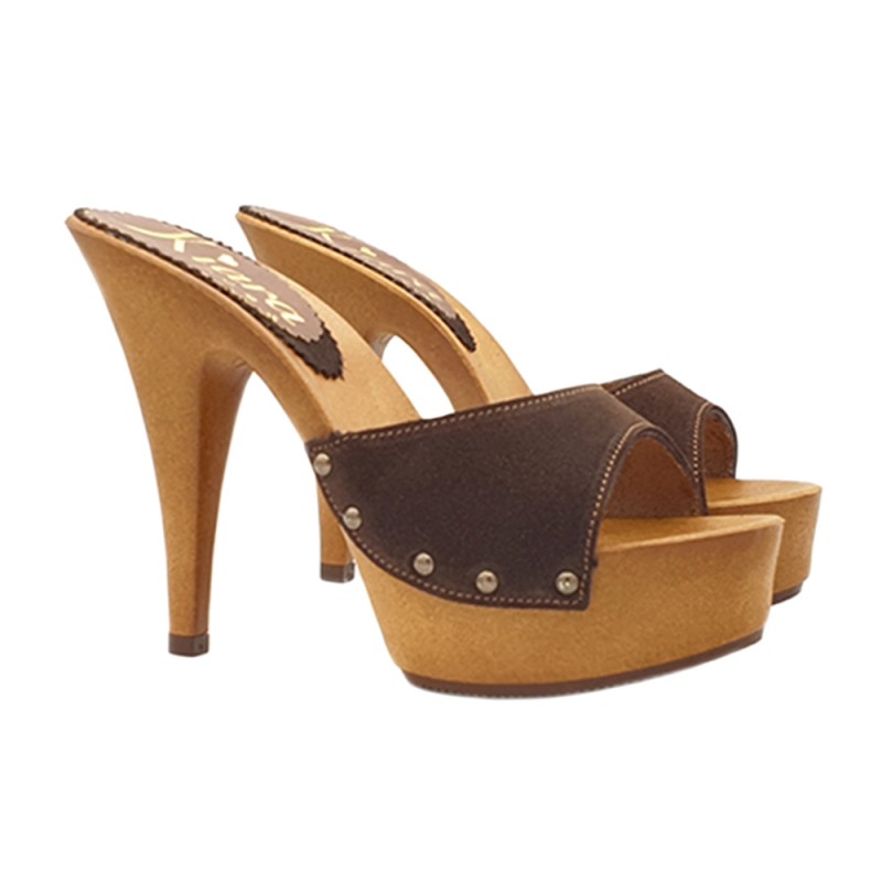 ZUECOS DE TACON ALTO GAMUZA  MARRON - K93001 CAM MARRONE