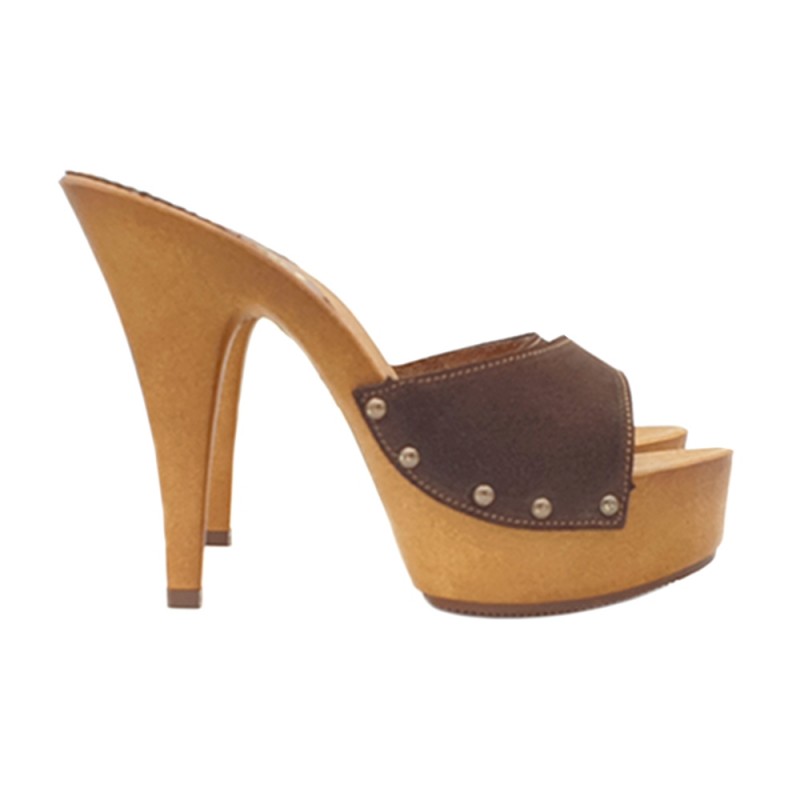 ZUECOS DE TACON ALTO GAMUZA  MARRON - K93001 CAM MARRONE