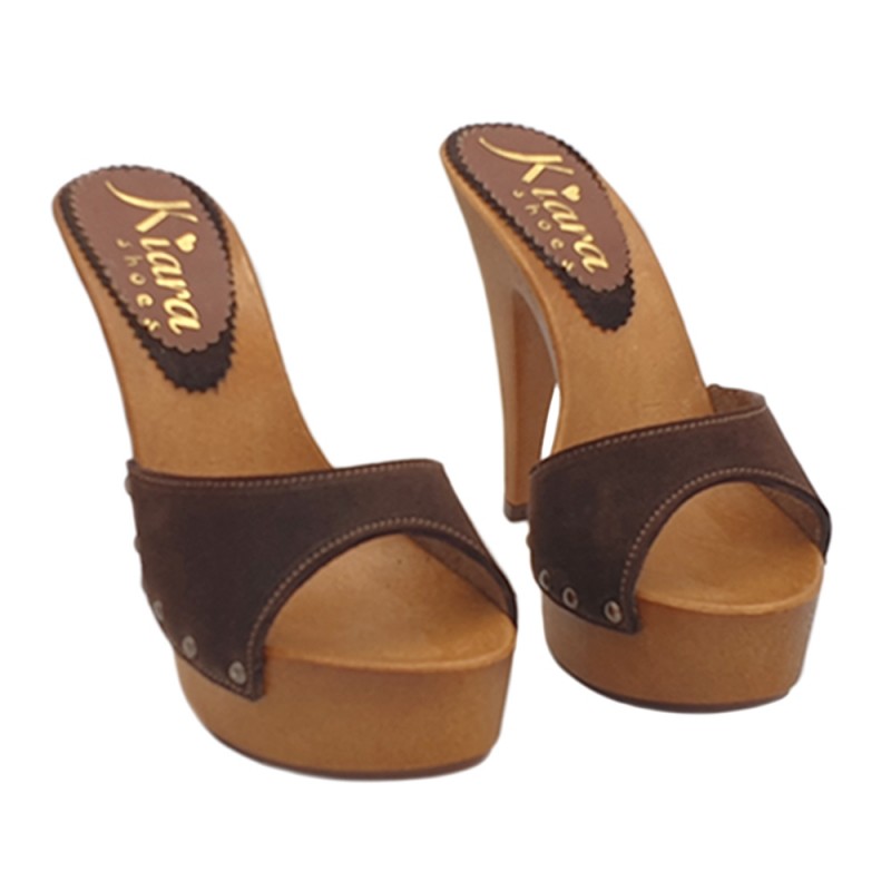 ZUECOS DE TACON ALTO GAMUZA  MARRON - K93001 CAM MARRONE