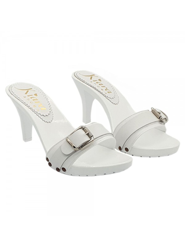 SABOTS EN CUIR DOUBLE BANDE BLANC