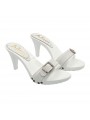 SABOTS EN CUIR DOUBLE BANDE BLANC