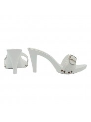 CLOGS IN WHITE DOUBLE BAND LEATHER