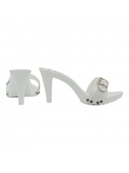 SABOTS EN CUIR DOUBLE BANDE BLANC