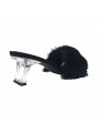 SCHWARZE CLOGS MIT FELL UND TRANSPARENTEM ABSATZ
