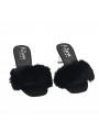 SCHWARZE CLOGS MIT FELL UND TRANSPARENTEM ABSATZ