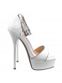 SANDALES HAUTES EN CUIR VERNI BLANC AVEC BRACELET