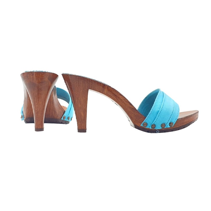 ZUECOS DE MUJER TURQUESA TALÓN CÓMODO