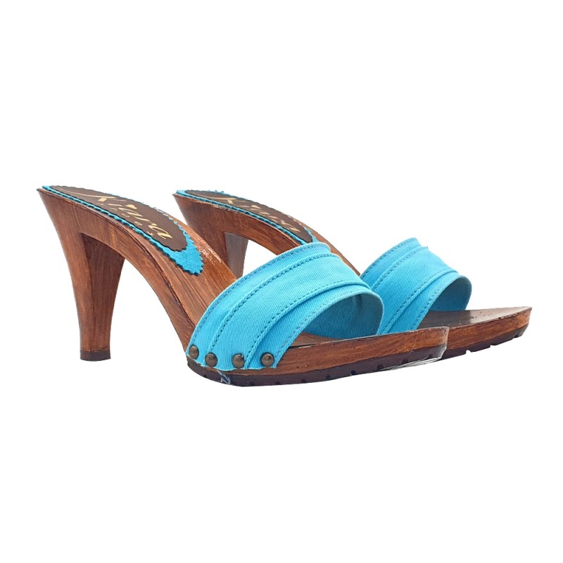 ZUECOS DE MUJER TURQUESA TALÓN CÓMODO