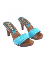 SABOTS FEMME TURQUOISE TALON CONFORTABLE
