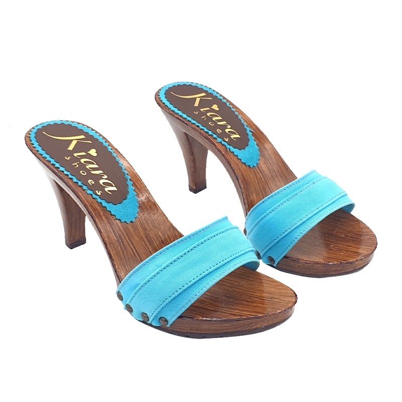 ZUECOS DE MUJER TURQUESA TALÓN CÓMODO