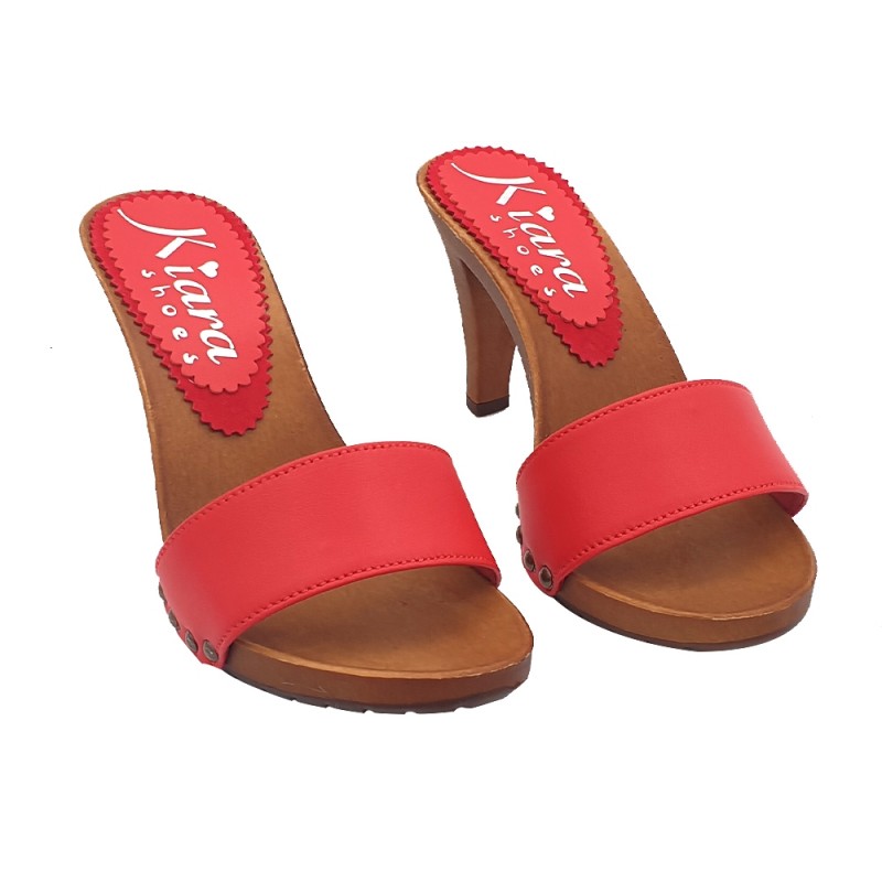 SABOTS POUR FEMMES ROUGES TALON CONFORTABLE