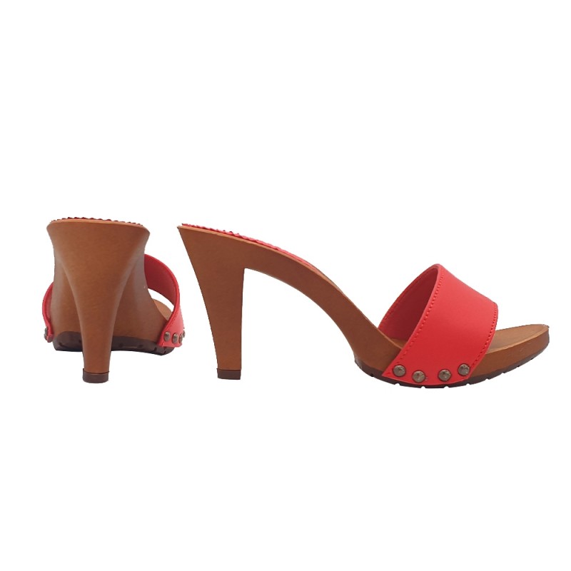 ZUECOS MUJER ROJOS TALÓN CÓMODO