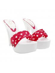 CLOGS MIT ROTEM POLKA-PUNKTBAND UND ABSATZ 13