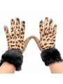 HANDSCHUHE LEOPARD BEIGE MIT SCHWARZEM FELL