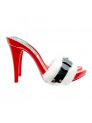SABOTS DE NOL ROUGES AVEC FOURRURE BLANCHE ET BOUCLE
