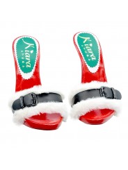 ZUECOS DE NAVIDAD ROJOS CON PIEL BLANCA Y HEBILLA