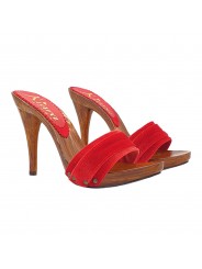 CLOGS ROT AUS SAMT ABSATZ 12