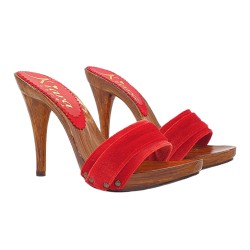 CLOGS ROT AUS SAMT ABSATZ 12