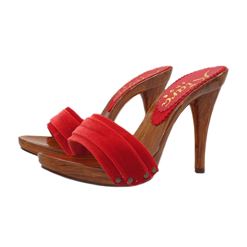 CLOGS ROT AUS SAMT ABSATZ 12