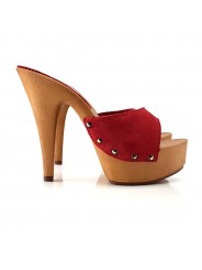 CLOGS AUS VELOURSLEDER ROT