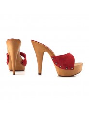 ZUECOS DE TACON ALTO GAMUZA  ROJOS